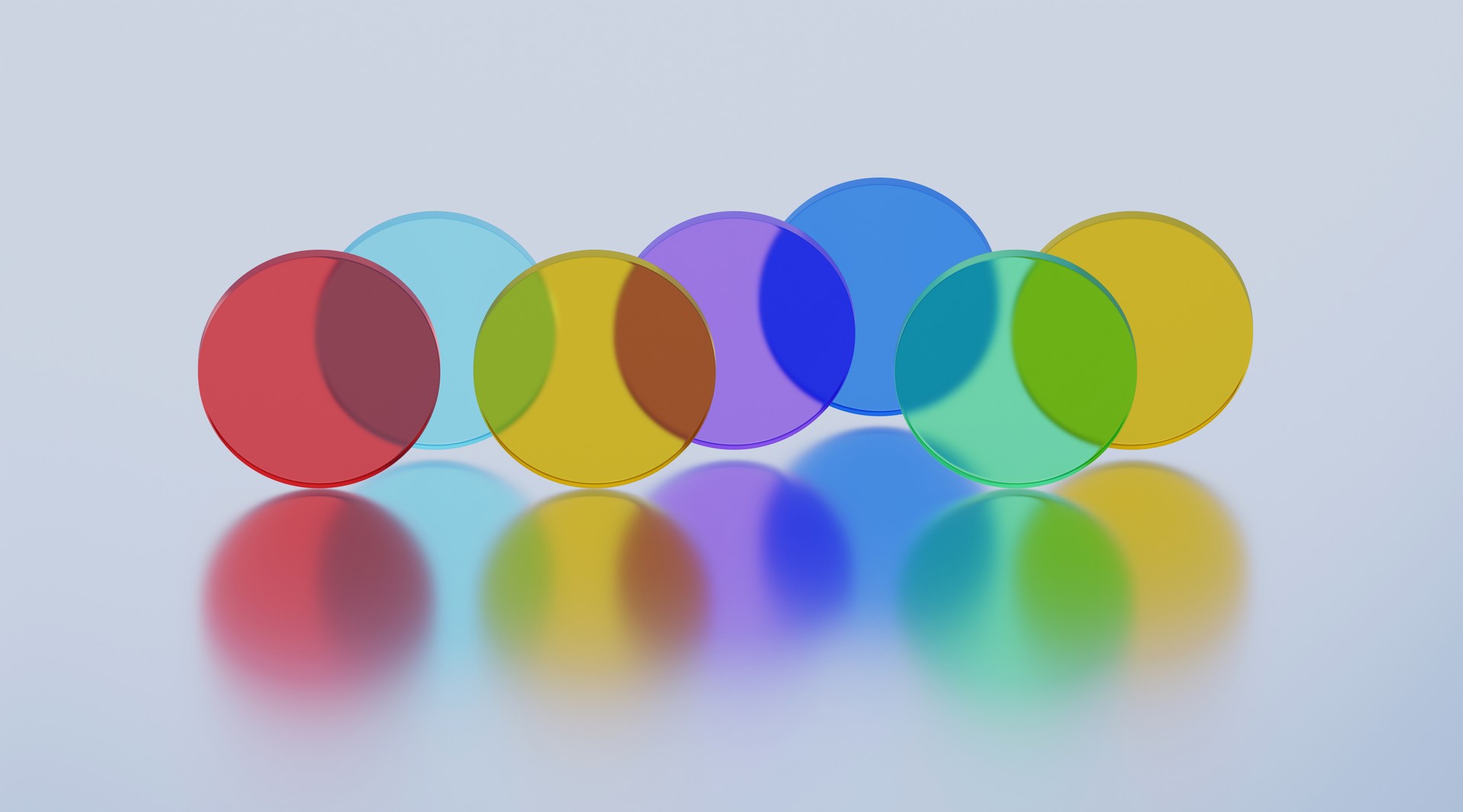 3D rendered illustration with glass cylinders in different colors.