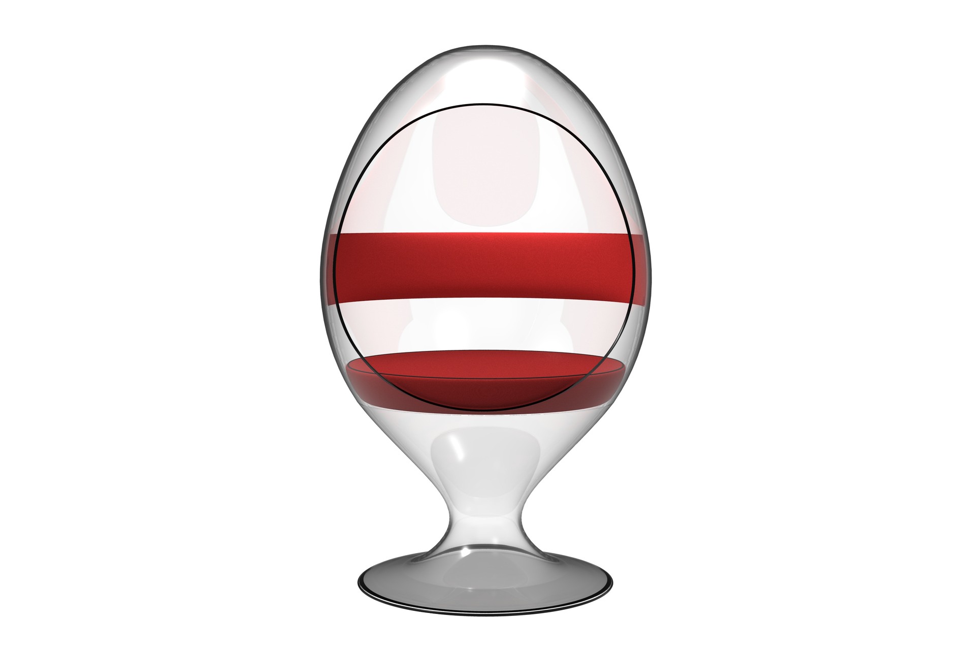 3D Render of acrylic modern chair  isolated on a white background